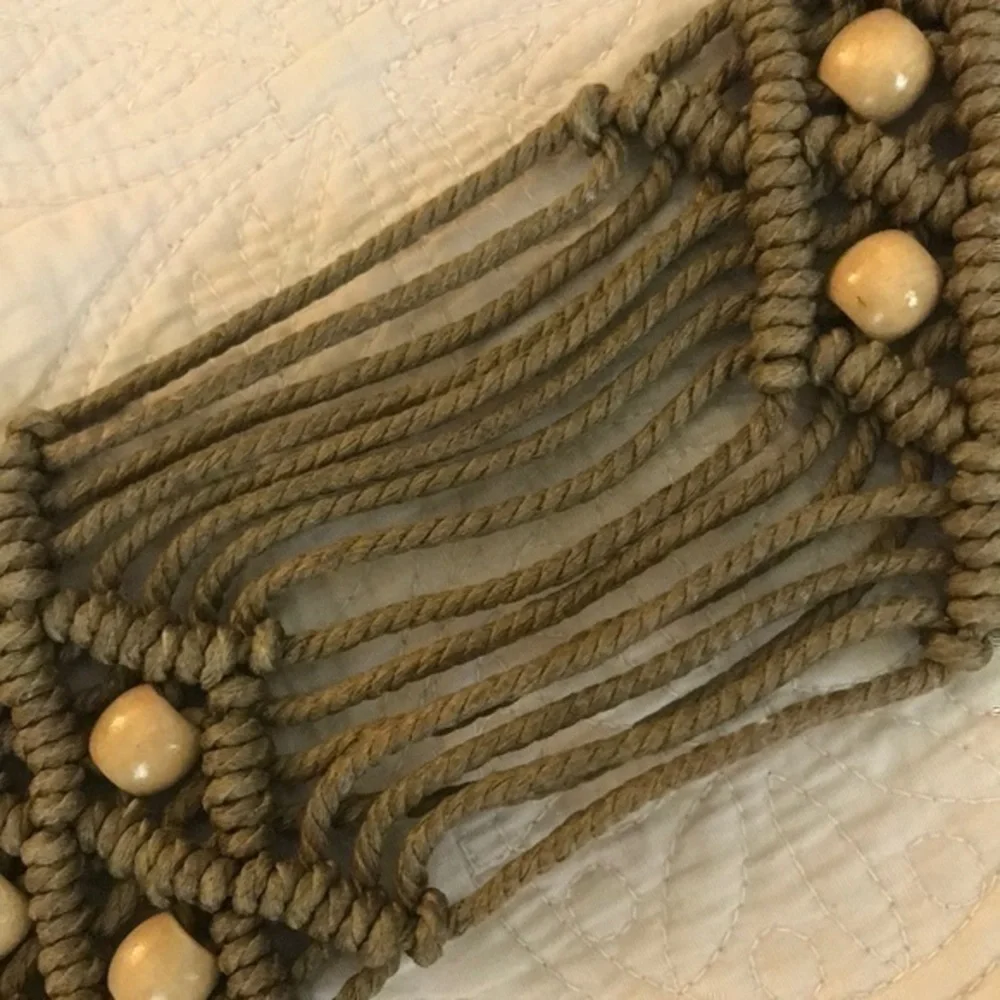 Macrame Belt with Wood Beads Boho Hand Length 63 inches